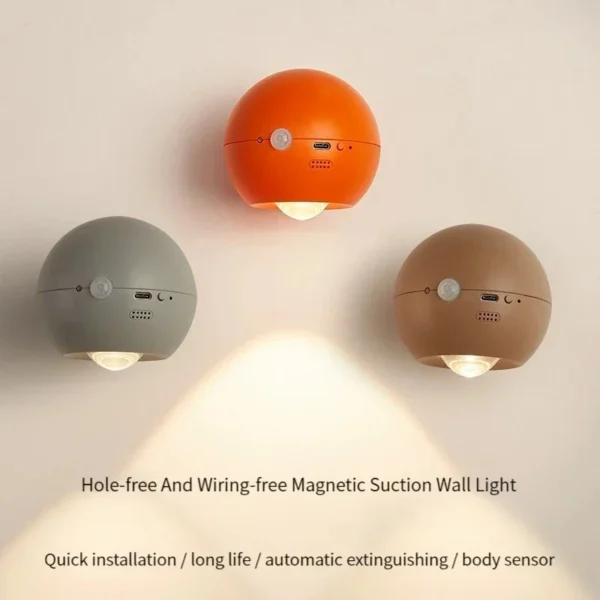 Arandela Moderna Sem Fio LED Recarregável Carregamento USB LED Sensor Humano Magnético Para Quartos e Salas
