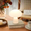 Abajur Cogumelo Luminária Portátil Acrílico Branco Leitoso Pra Home Office, Cabeceira Cama e Mesa De Criado Mudo