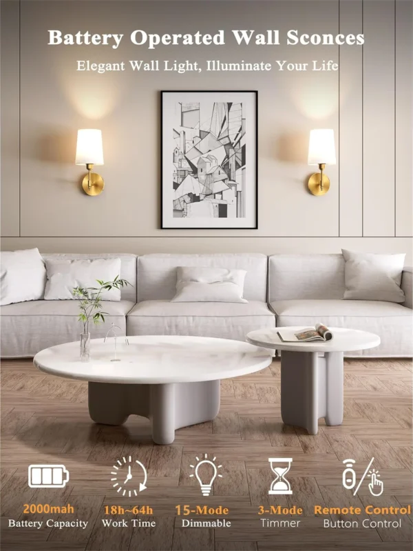 kf-Sb073a99c1f2d4f30a96b7f29b8f04943t Arandela Recarregável Sem Fio com Cúpula em Tecido e Luz RGB para Quarto e Sala de Estar