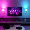 kf-Sb6cfcdc3f17b41478bf4118371d197cbG Arandela Recarregável Sem Fio com Cúpula em Tecido e Luz RGB para Quarto e Sala de Estar