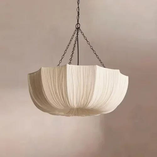 Lustre Escultura Forma Orgânica Tecido Artesanais Para Mesa De Jantar, Quartos e Hall de Entrada
