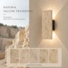 Arandela Externa LED Com 2 Fachos de Luz Em Travertino Amarelo Natural Para Área Externa Para Jardins e Fachadas