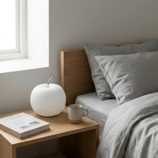 Abajur Apple Criativo Vidro Branco Jade com Controle Remoto RGB