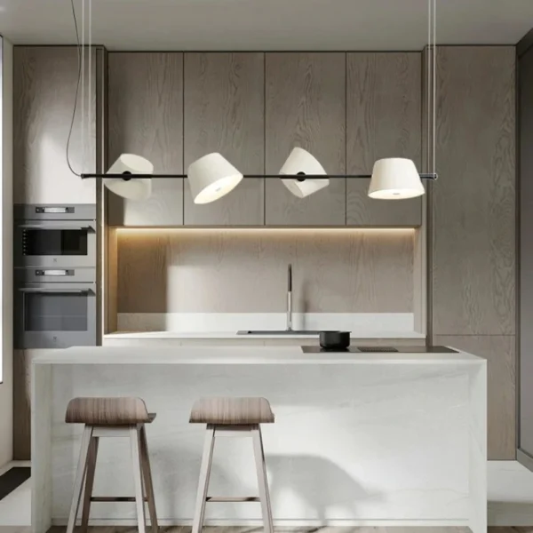 kf-Sc380a24e44a5408c93f327ed04694931I Lustre Contemporâneo de Alumínio Barra Linear Com Pendentes Em Sala Jantar Mesa Retangular