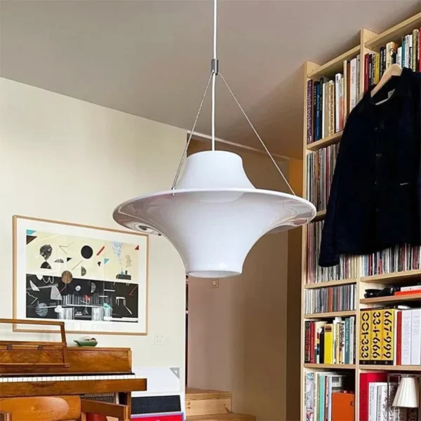 kf-Sc971a983e3e842bdbf34d48455cbef9ch Lustre Escultural Branco Leitoso Forma De Disco Voador Para Mesa de Jantar e Quartos