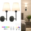 kf-Sd6508c9625974f55ae5570447959b940i Arandela Recarregável Sem Fio com Cúpula em Tecido e Luz RGB para Quarto e Sala de Estar