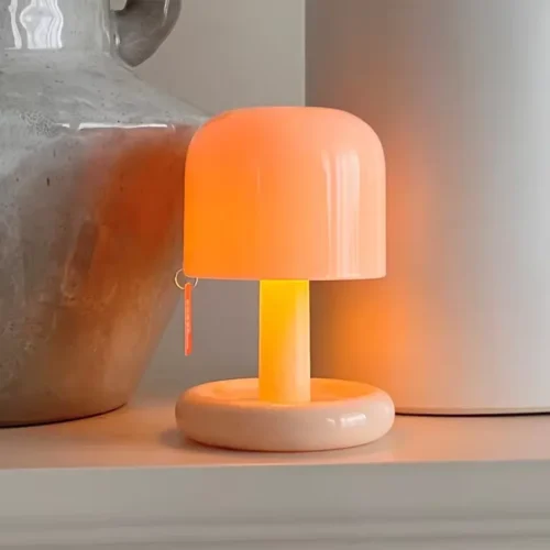 Abajur Cogumelo Portátil Moderno Mini Efeito Pôr do Sol Bateria Recarregável via USB Para Salas e Quartos