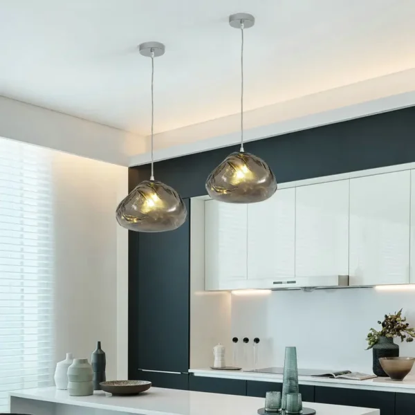 kf-Sd7578a9fafc24f2597bd5da7adef9b5fq Lustre Forma Orgânica Escultural De Vidro Para Sala de Jantar e Quartos