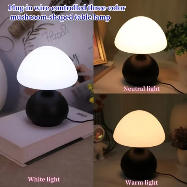 kf-Se00a97bfb86940e5ae9988890b0b52c92 Abajur Cogumelo Portátil LED Com Controle de Três Cores Para Salas e Quartos
