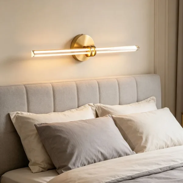 kf-Se465a89418064bab88d6060765bcdba7C Arandela Linear Moderna Alumínio Dourado Para Espelho, Hall Entrada e Salas