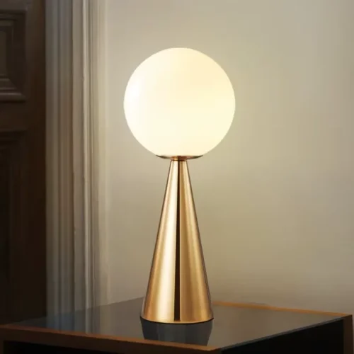 Abajur Cone Bola Branca De Vidro Gio Ponti Bilia – Réplica Chinesa