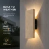 Arandela Externa LED Com 2 Fachos de Luz Em Travertino Amarelo Natural Para Área Externa Para Jardins e Fachadas
