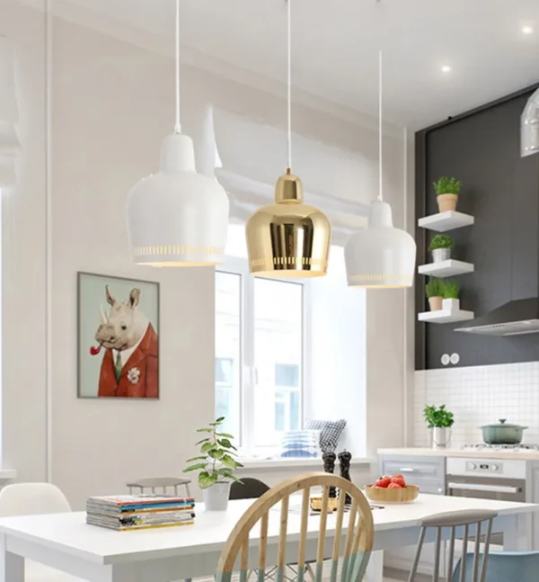 kf-Sf51fd8ed72bf4e7583d2d5a1fd8c204aK Pendente Moderno Metal Polido Alvar Aalto → A330S Golden Bell – Réplica Chinesa