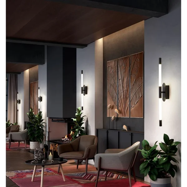 kf-Sfef0b12a6c454f728d68ae08e730a26a5 Arandela Linear Tubular Moderna De Alumínio e Acrílico Para Salas, Quartos, Lavabos e Hall de Entrada
