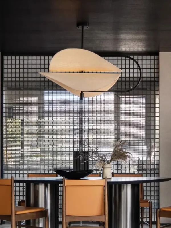kf-Sffa93d2205b949bf9d6103fef78db91eg Lustre Forma Escultural Orgânica Designer Japonês Para Mesa de Jantar