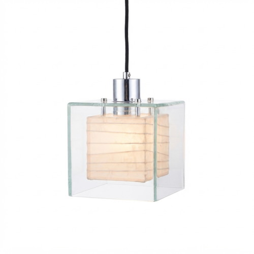 Pendente Moderno Quadrado de Vidro Design Japonês Para Bancada e Mesa de Jantar