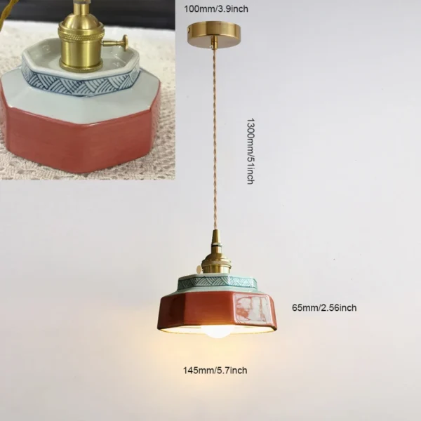 Pendente de Cerâmica Pintada Retrô com Soquete E27 - Vermelho Pendente de Cerâmica Pintada Retrô com Soquete E27 - Vermelho